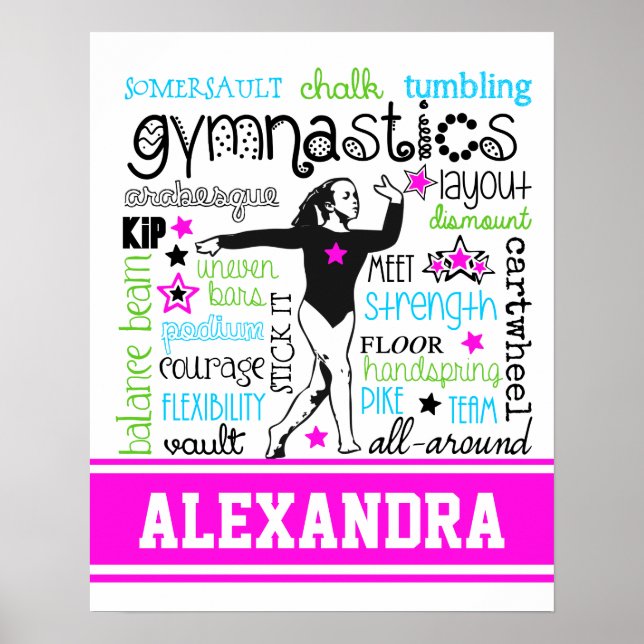 Gymnastiktypografi med Monogram Poster (Framsidan)