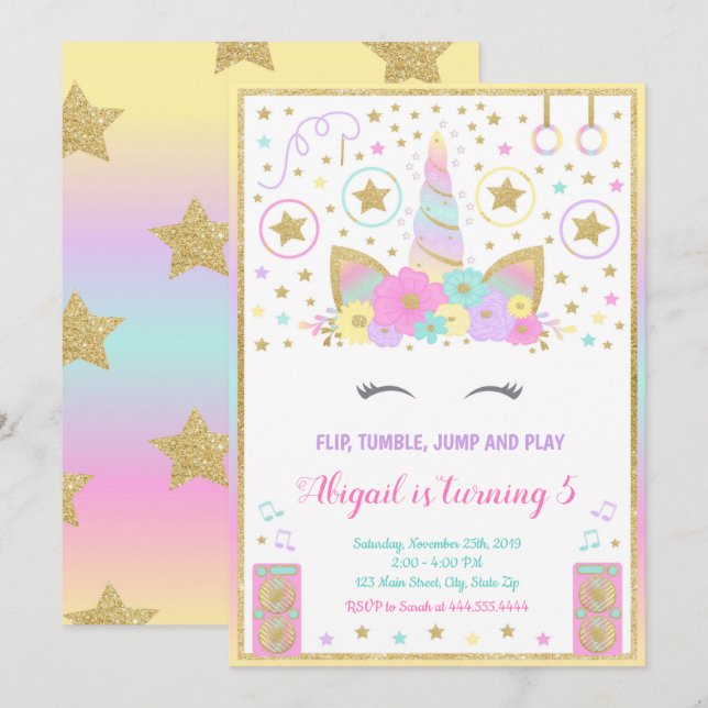 GymnastikUnicorninbjudan, Unicorn Inbjudningar (Fram/baksida)