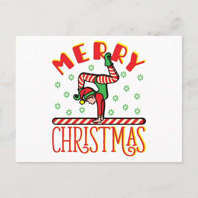 Gymnastisk Elf på beam Vykort (Framsida)