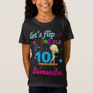 Gymnastisk födelsedag Låt oss Vänd Anpassningsb T Shirt