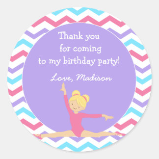 Gymnastisk Födelsedagsfest-favoritspärrar Runt Klistermärke