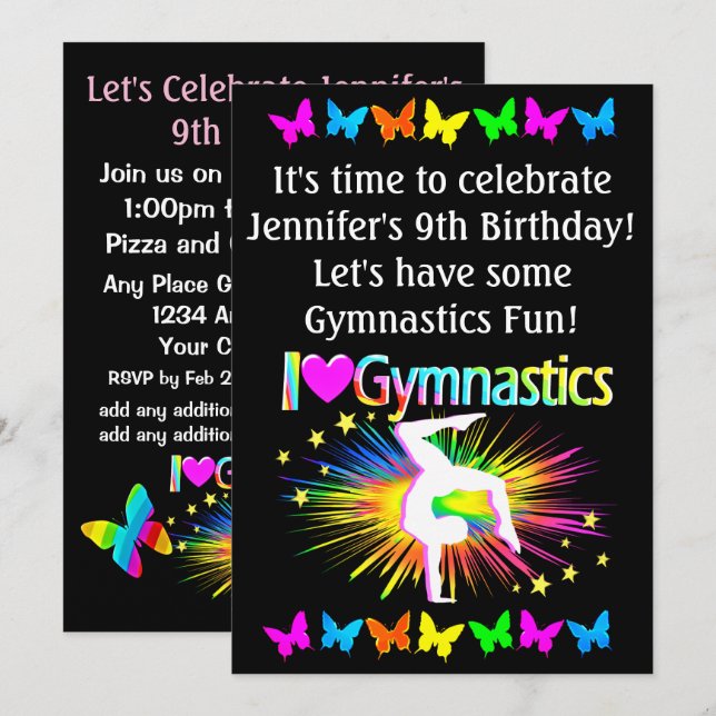 GYMNASTISK INBLANDNING I KÄRLEK INBJUDNINGAR (Fram/baksida)