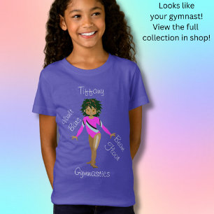 Gymnastisk ispanic, Brown Ögon, Fuchsia Leotard T Shirt