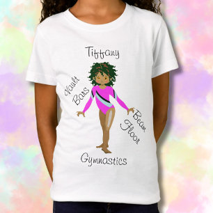 Gymnastisk ispanic, Brown Ögon, Fuchsia Leotard T Shirt