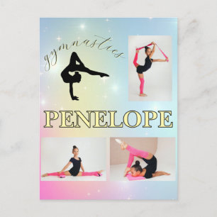 Gymnastisk pastel Rainbow Gradient 3 Photo Anpassn Helg Vykort