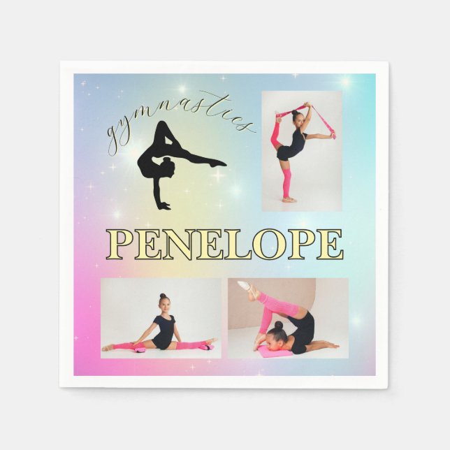 Gymnastisk pastel Rainbow Gradient 3 Photo Anpassn Pappersservett (Framsidan)