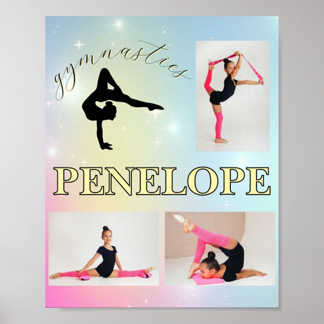 Gymnastisk pastel Rainbow Gradient 3 Photo Anpassn Poster (Framsidan)