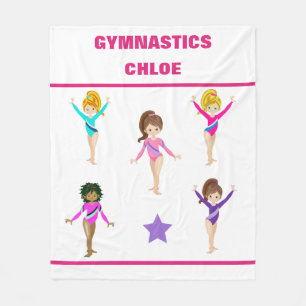 GYMNASTISKA BLANKET MED 5 GYMNASTS PERSONLIG FLEECEFILT