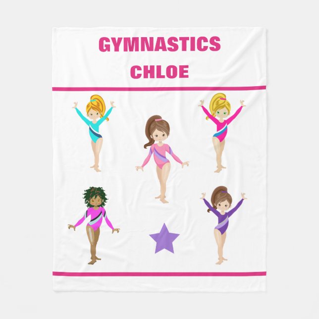 GYMNASTISKA BLANKET MED 5 GYMNASTS PERSONLIG FLEECEFILT (Framsidan)