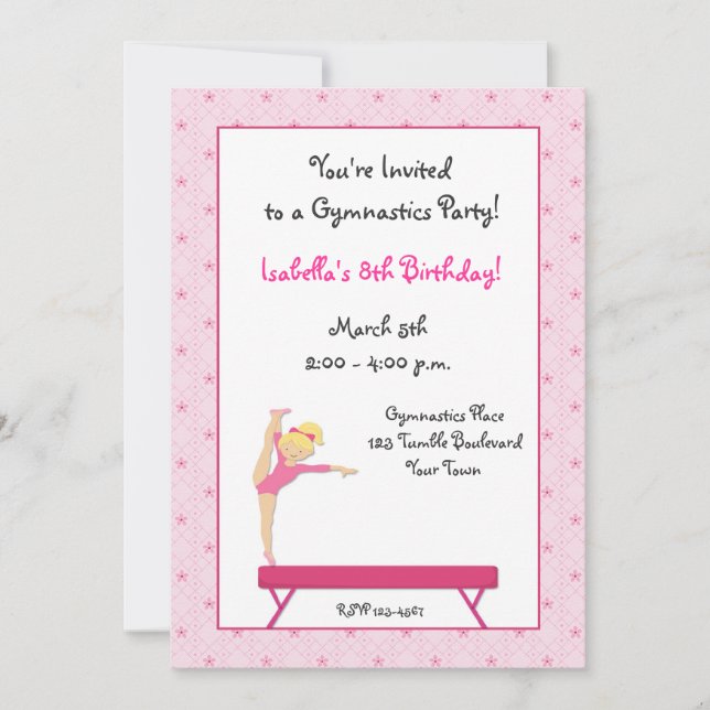 Gymnastiskt Party, inbjudan till balanseringsstrål (Framsida)