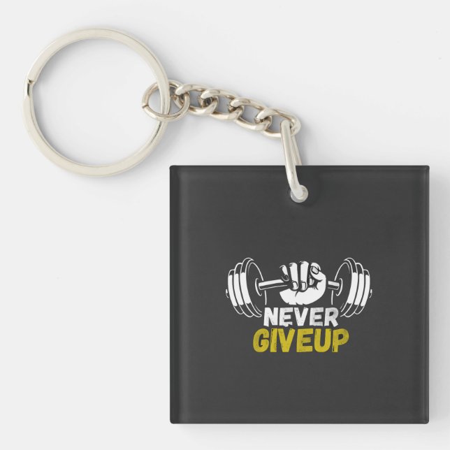 Gymnyckelring - Ge aldrig upp (Framsidan)