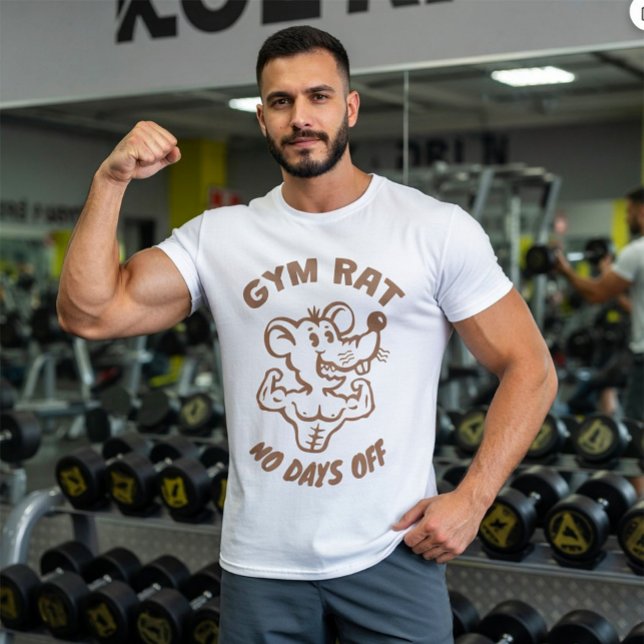 Gymråtta - Rolig Fitness Tränings Bodybuilding T Shirt (Funny T-shirt for your friend gym and fitness lover. Gym rat. No days off.)