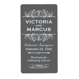 Gyndetiketter för träkol Bröllop Flaska-monogramme Fraktsedel