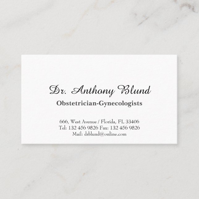 Gynekolog obstetrician OBGYN doktor Business Ca Visitkort (Framsida)