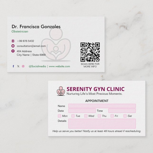 Gynekologi Clinical Business | Modern Möte Visitkort (Fram/baksida)