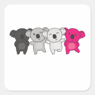 Gynephilia Flagga Pride Lgbtq Cute Koala Square St Fyrkantigt Klistermärke
