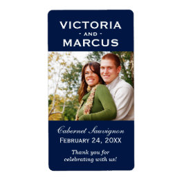 Gyngd Bröllop-monogramfoto Vin-Flaska-favorit Fraktsedel