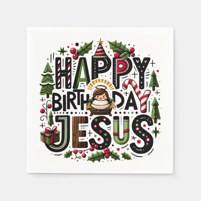 gynna väska HBD Jesus Pappersservett (Framsidan)