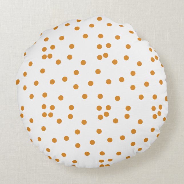 Gynnande vit brunbrun plantskola i polka dots möns rund kudde (Baksidan)