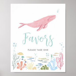 Gynnar Rosa Whale under Sea Sign Poster