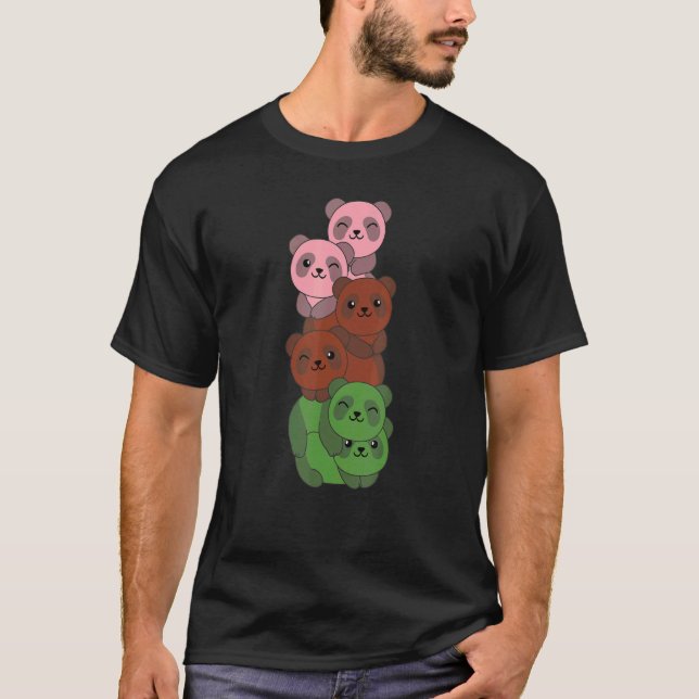 Gynosexuell Flagga Pile Pride Lgbtq Pandas Gynosex T Shirt (Framsida)