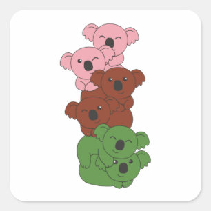 Gynosexuellt Pride Lgbtq Cute Koala Pile Square Fyrkantigt Klistermärke