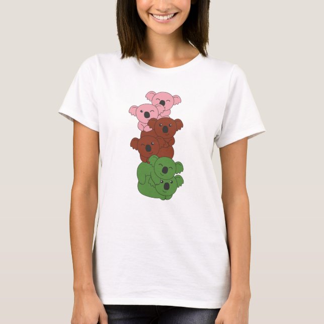 Gynosexuellt Pride Lgbtq Cute Koala Pile T Shirt (Framsida)