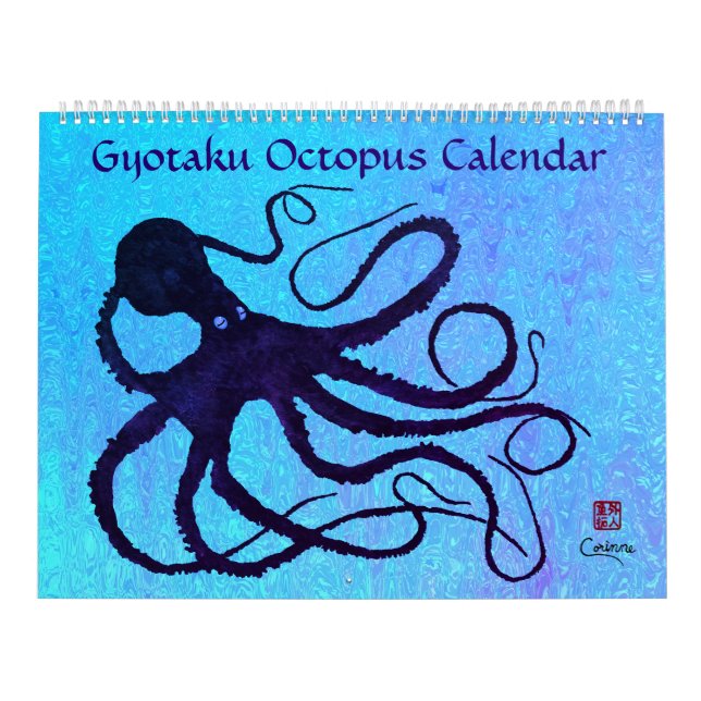 Gyotaku Octopus - stor kalender (Omslag)