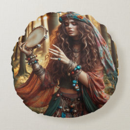 Gypsi dam rund kudde