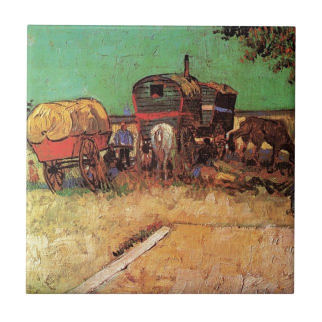 Gypsiernas camping med Caravans, Van Gogh Kakelplatta (Framsidan)