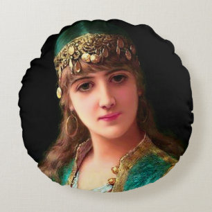 Gypsisk kvinna som segrare elegant boho bellydance rund kudde