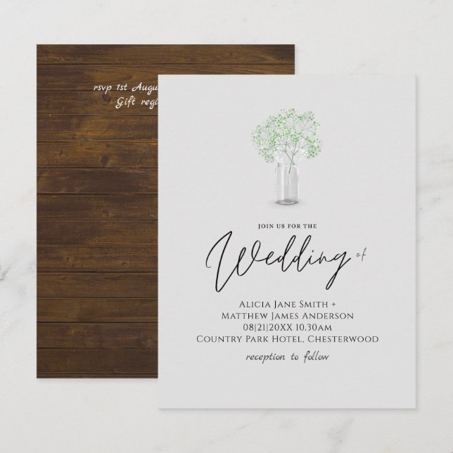 Gypsophila Babys utandning Simple Elegant bröllop (Fram/baksida)