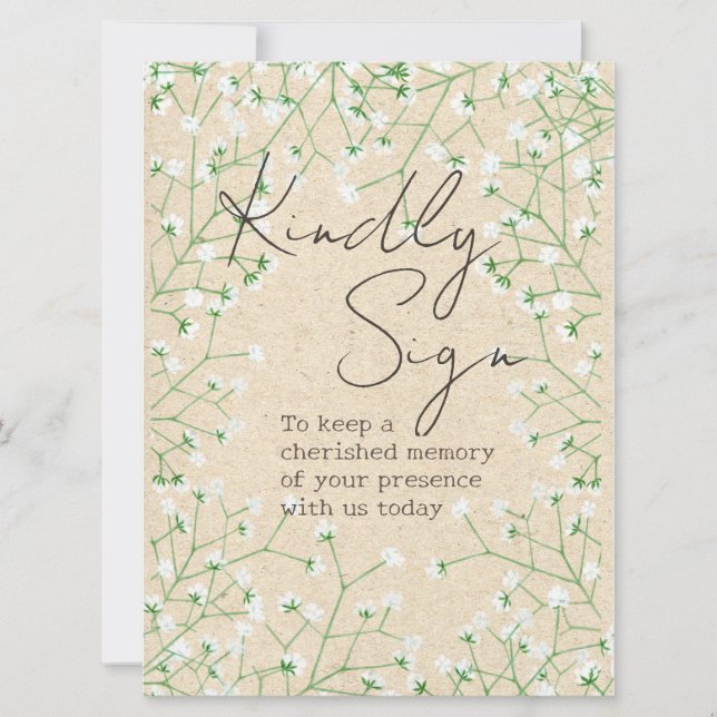 Gypsophila Flowers Rustic Kinly Sign Guest Bok Julkort (Framsida)