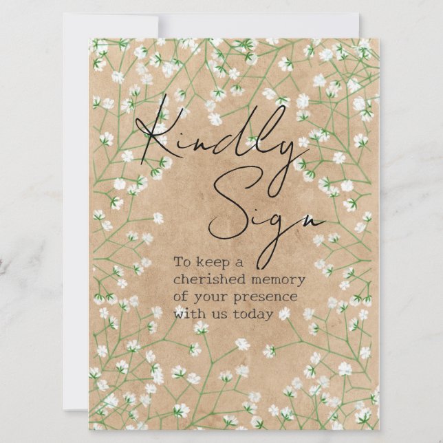 Gypsophila Flowers Rustic Kinly Sign Guest Bok Julkort (Framsida)