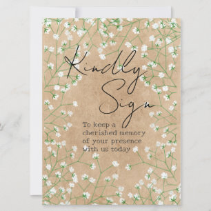 Gypsophila Flowers Rustic Kinly Sign Guest Bok Julkort