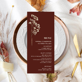 Gypsophila Mörk Red Baby's Band Bröllop Menu Meny