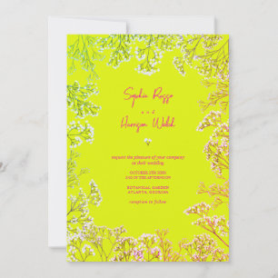 Gypsophila Neon Gult Mix och Match Bröllop Inbjudningar