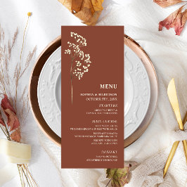 Gypsophila Terracotta Baby's Band Bröllop Menu Meny