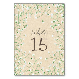 Gypsophila Watercolor Blommigt Rustic & Boho Bröll Bordsnummer