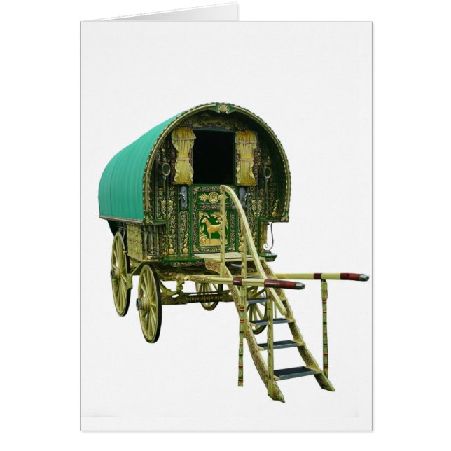 Gypsy bowtop caravan hälsningskort (Framsidan)