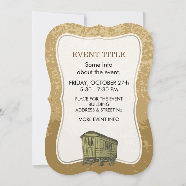 Gypsy caravan-vagn inbjudningar (Baksida)