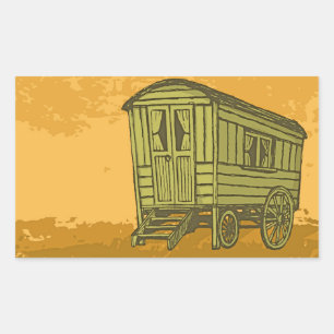 Gypsy caravan-vagn rektangulärt klistermärke