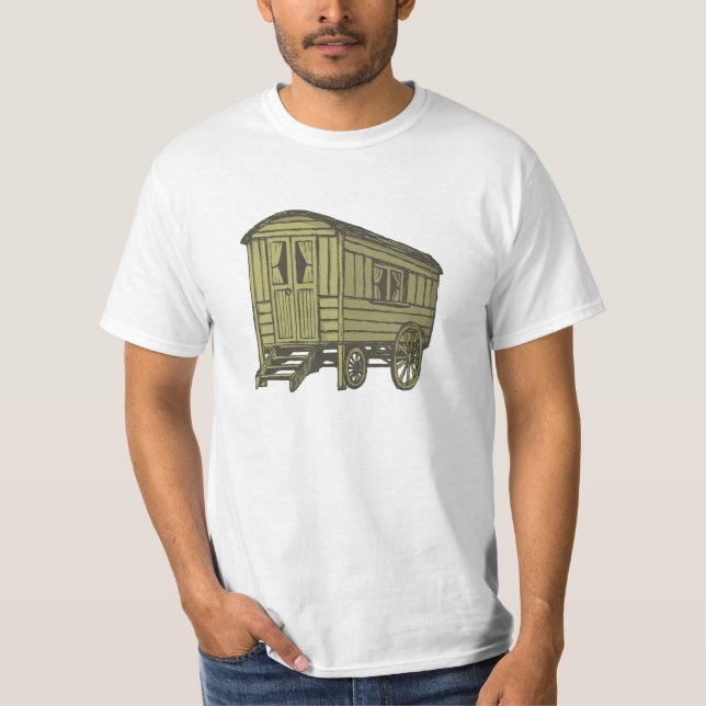 Gypsy caravan-vagn t-shirt (Framsida)