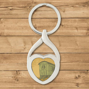 Gypsy caravan-vagn twisted heart silverfärgad nyckelring