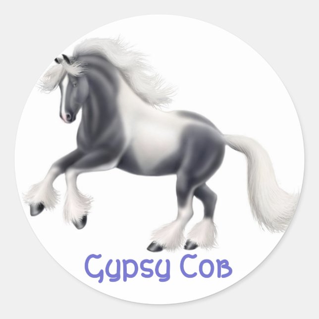 Gypsy Cob Horse Sticker Runt Klistermärke (Framsida)