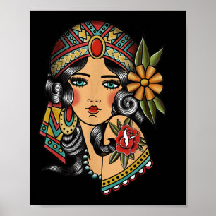 Gypsy Dam Head Fortune Teller American Traditiona Poster