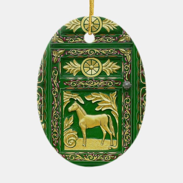 Gypsy-dörrdetaljer keramiska prydnadsföremål julgransprydnad keramik (Framsidan)