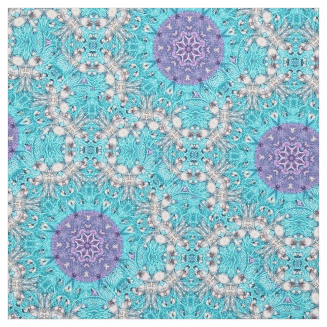 Gypsy Ethnic Embroidery turkos blue bohemian Tyg (Provkarta)
