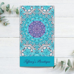 Gypsy Ethnic Embroidery turkos blue bohemian Visitkort