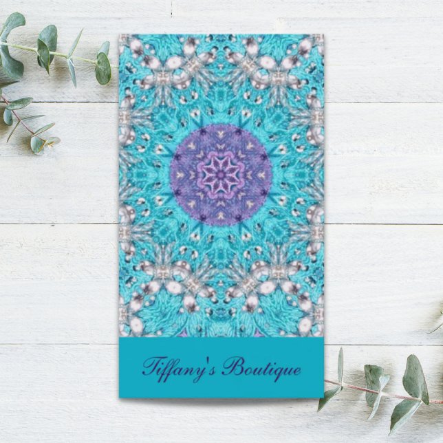 Gypsy Ethnic Embroidery turkos blue bohemian Visitkort (Gypsy Ethnic Embroidery turquoise blue bohemian Business Card)